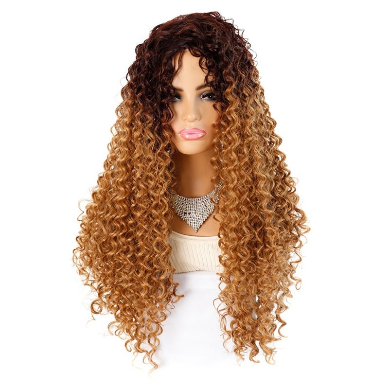 Matte realistic corn perm long curly hair wig head wool curl middle long hair wig head fluffy curly hair wig_voghion.com