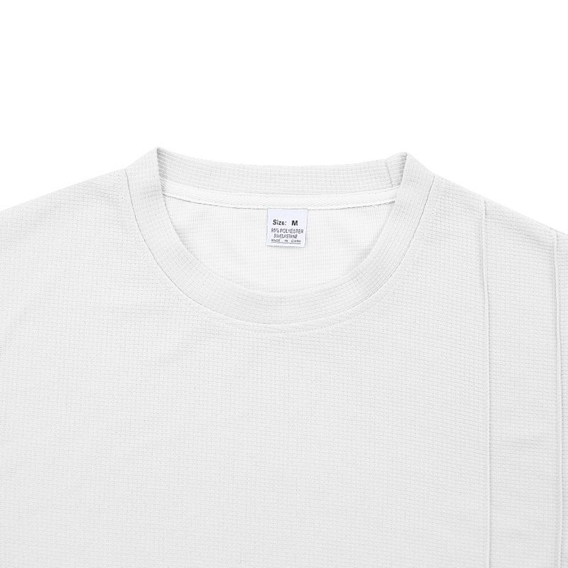 American Style Summer Men's Loose Fit INS Simple Waffle Round Neck Short Sleeve Shorts Two-Piece Set_voghion.com