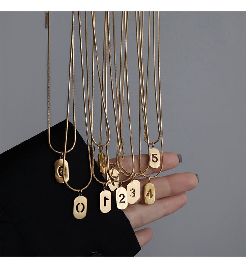 Hot sales Stainless steel angel necklace 0, 1, 2, 3, 4, 5, 6, 7, 8, 9, rectangular hollow number necklace, men's and women's luck,_voghion.com