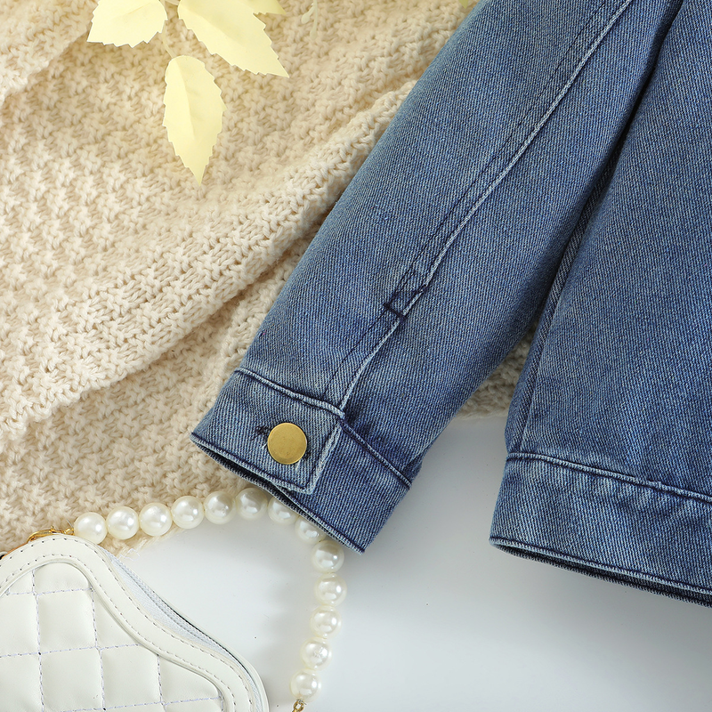 Children's Clothing New Girls' Denim Suits Fashionable Long Sleeved Jackets And Flared Pants_voghion.com