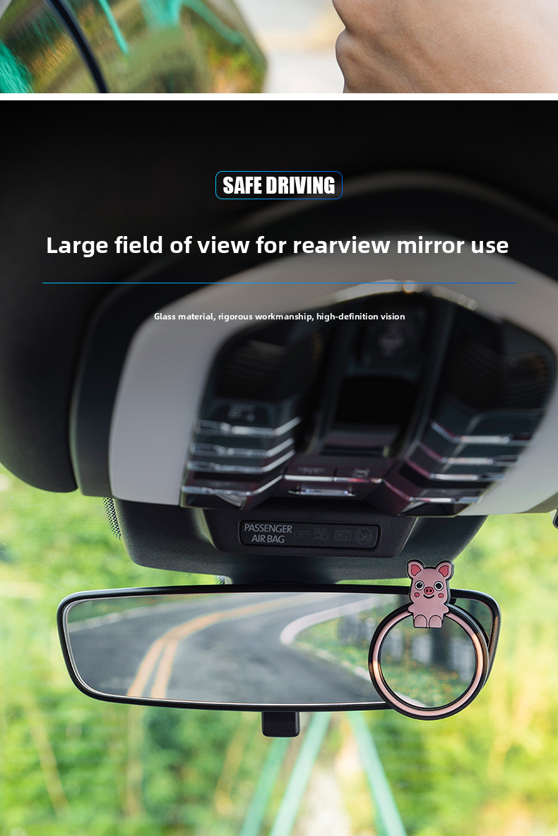 Runder Rückspiegel mit Rückfahrhilfe, Spot-Reflexionsassistent, Totwinkelassistent, 360°-Rundumsicht, Cartoon-Design, ultraklar, für kleine Autos_voghion.com