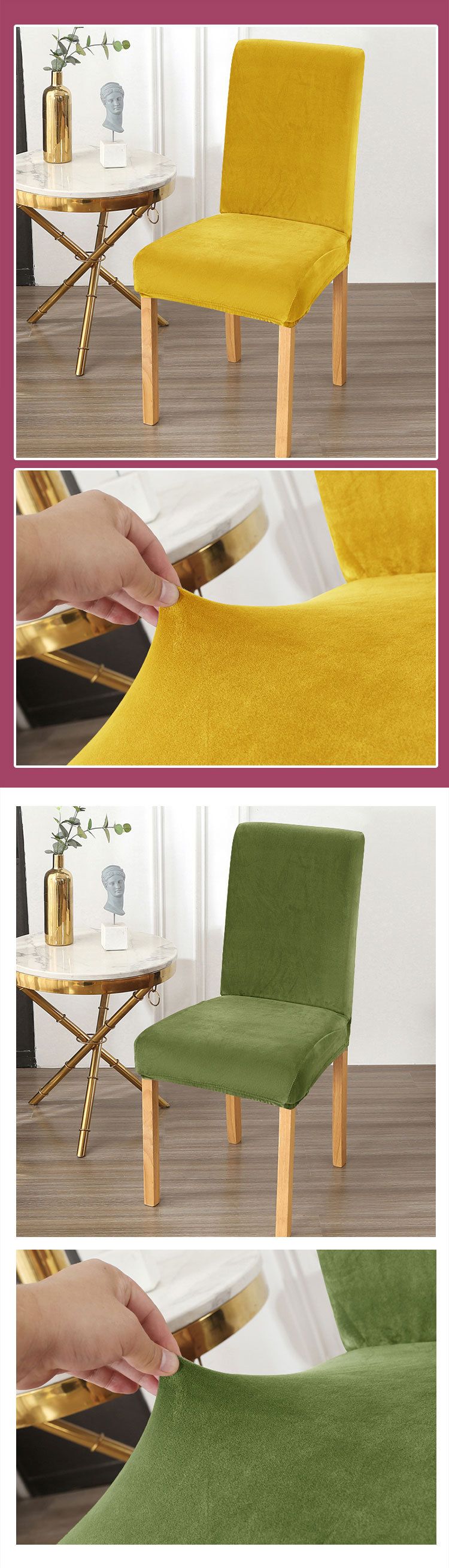 Thick Plush Elastic Chair Covers - Full Coverage Stretch Slipcovers For Dining Chairs, Ultra Soft & Durable_voghion.com