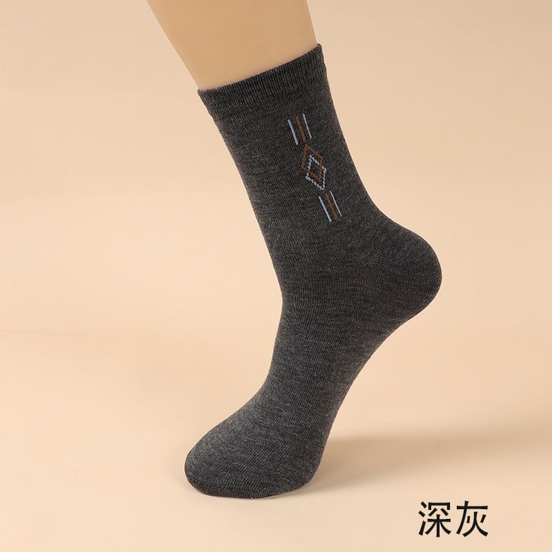 Long Tube Small Diamond Pattern Men's Business Casual Dad Middle-aged Elderly Thickened Autumn And Winter Mid-length_voghion.com