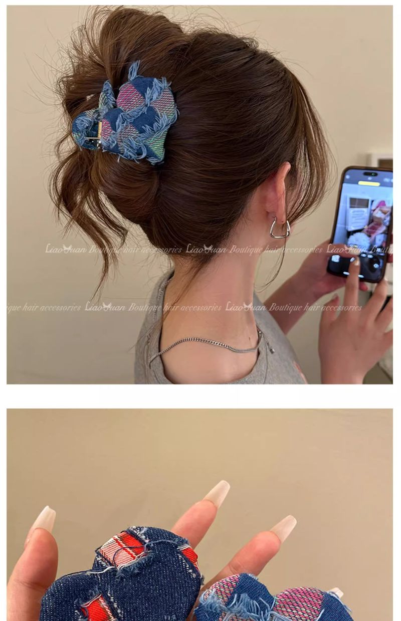 Niche design haute queue de cheval pince à saisir femme 2024 nouvelle haut de gamme amour demi cravate épingle à cheveux arrière tête requin pince_voghion.com