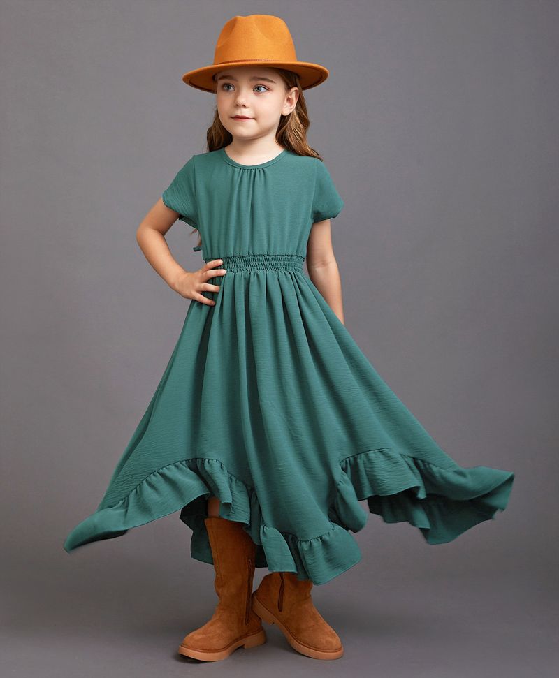 Mutter & Kinder Mädchen Sommer Einfarbig Baumwolle Und Leinen Riemchen Rückenfreies Kleid Für Mittlere Und Große Kinder Kurzarm Unregelmäßige Abendkleid_voghion.com