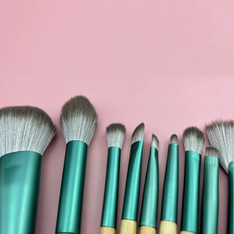 10 stücke Holz Make-Up Pinsel Set Pulver Auge Mischung Grün Kosmetik Pinsel Schönheit Make-Up-Tool_voghion.com