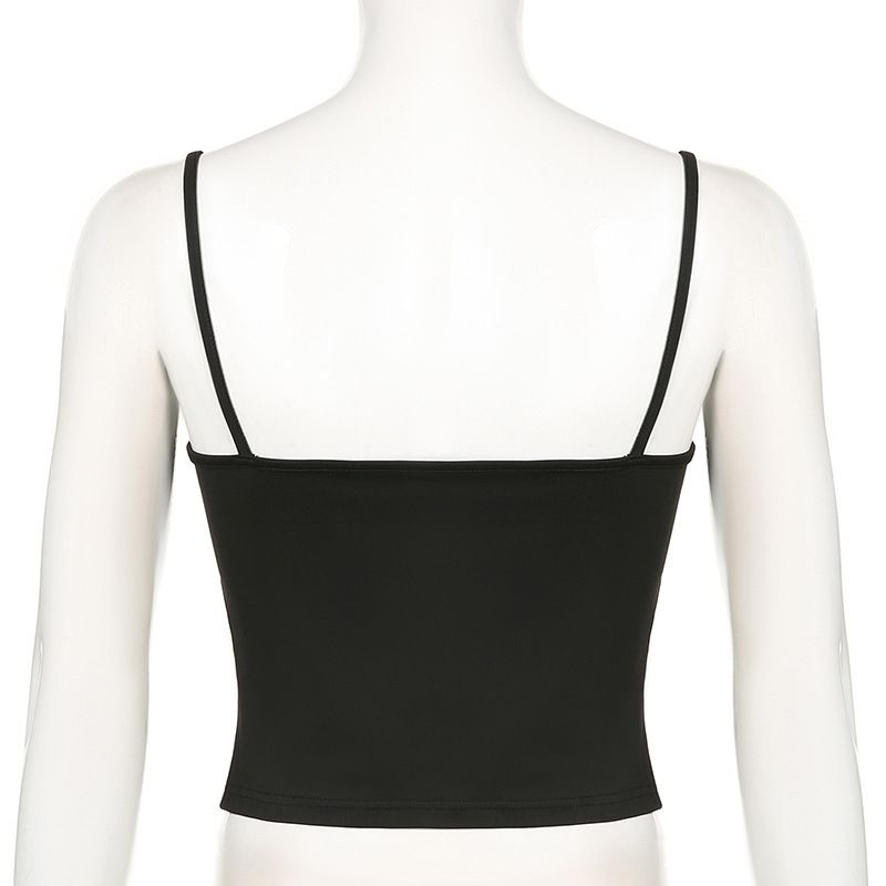 Streetstyle Einfarbig Basic Schulter Square Neck Inner Tank Top Sommer Einteiler Außen Slim Strap_voghion.com