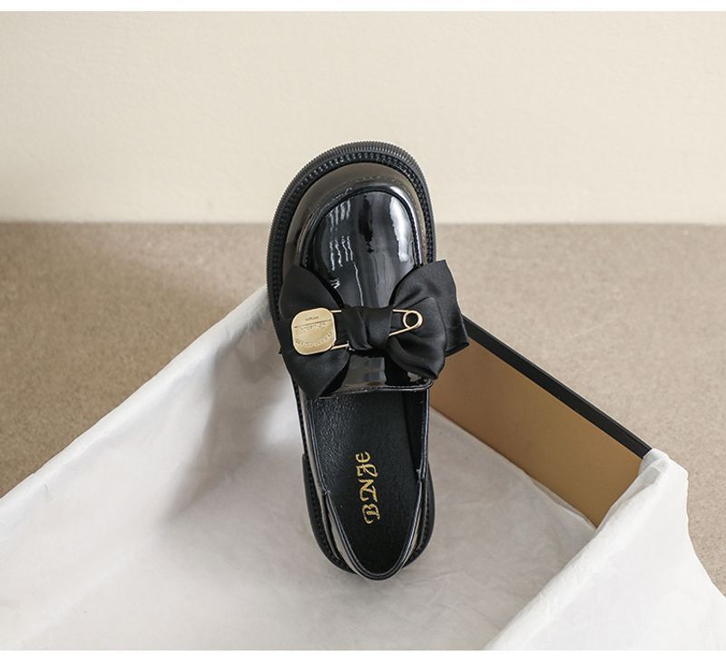 Paksupohjainen Loaferin Kevään ja Syksyn Retro Brittiläinen Pieni Nahka Musta Jouset Slip-On Pehmeäpohjainen Yksittäinen_voghion.com