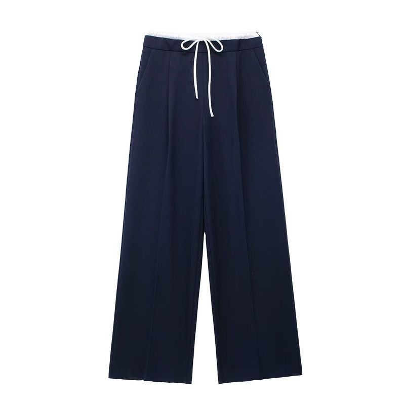 Pantaloni a gamba larga a doppio strato in stile casual, primavera 2024 da donna_voghion.com