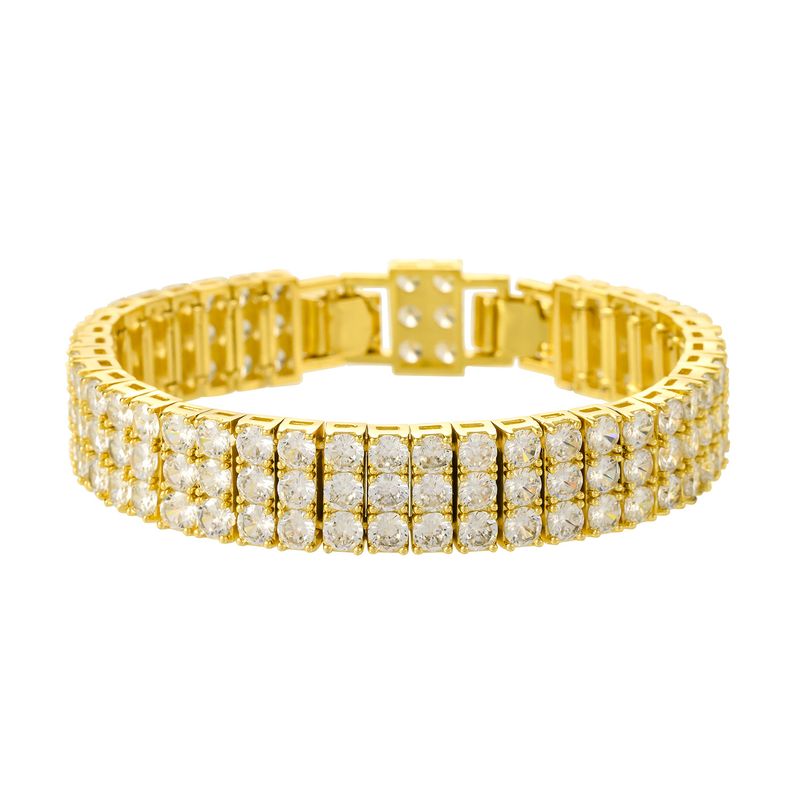 Braccialetti da donna con tre file di zirconi intarsiati in rame da 4 mm, catena da tennis_voghion.com