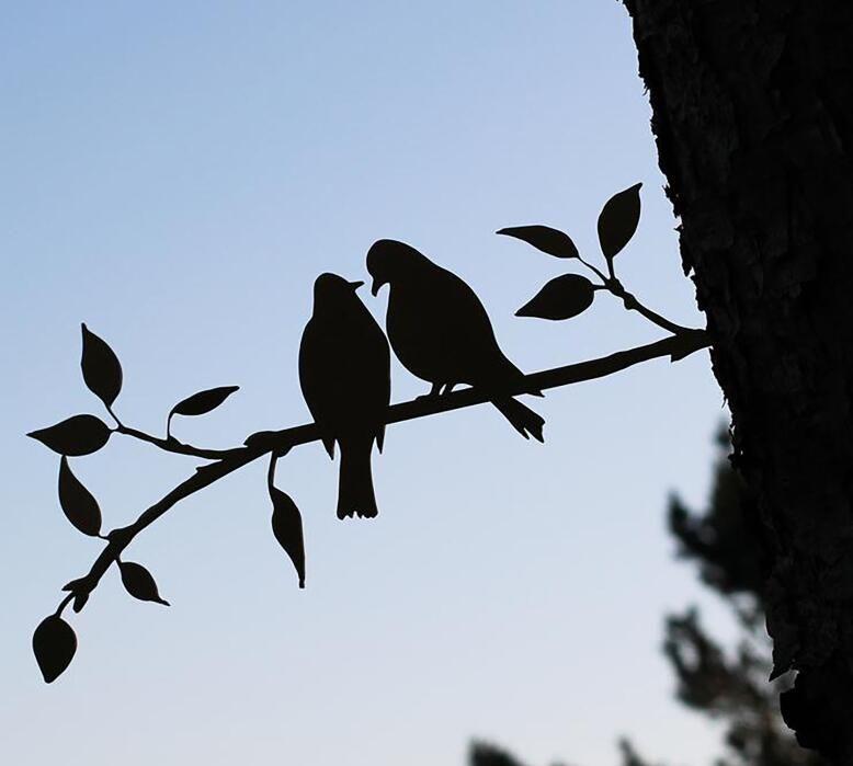 Cross-border independent station wrought iron tree plug-in pendant decoration hummingbird parrot lovebirds beautiful scenery_voghion.com