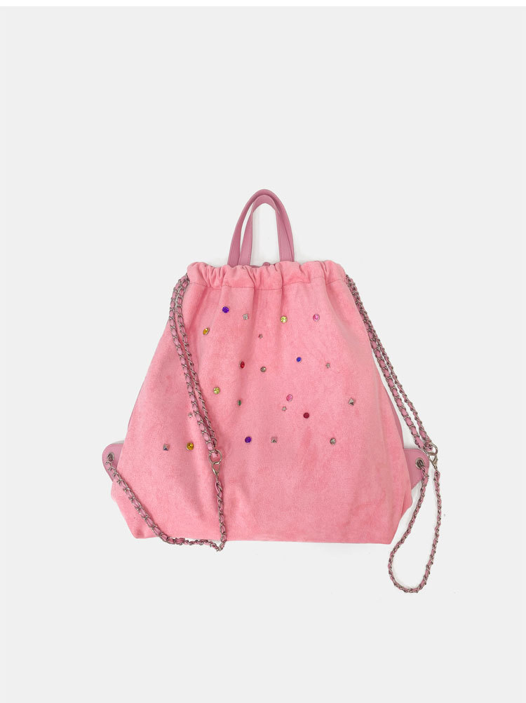 Korean version of niche design silver gem backpack women's 2023 new chain all-match large-capacity class backpack_voghion.com