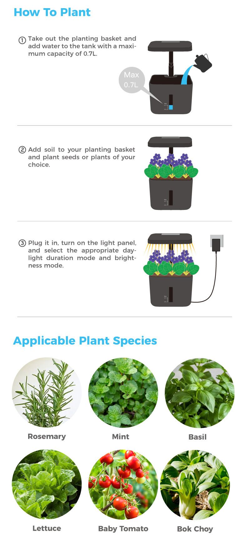 Pametni stroj za sadnju, sadnja sobnih biljaka, svjetlo punog spektra, sadnja povrća, kreativni poklon, poklon_voghion.com