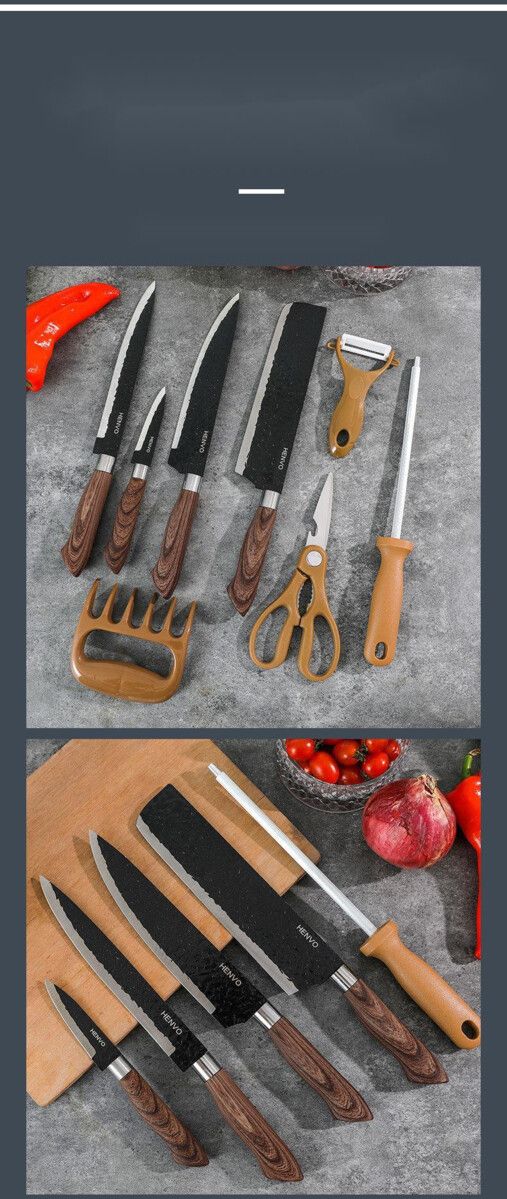 Set regalo da cucina in acciaio inossidabile con combinazione Bear Claw da otto pezzi di Hammered Chef_voghion.com