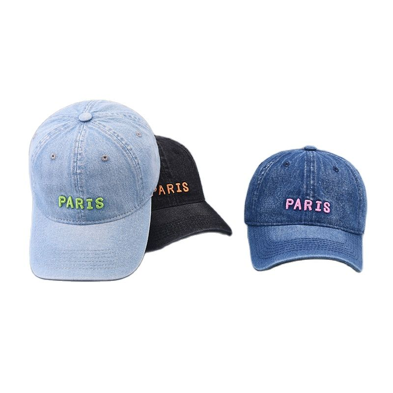 Cotton Washed Denim Sports Plain 6 Panel Custom Embroidered Trucker Hat Men Baseball Cap_voghion.com