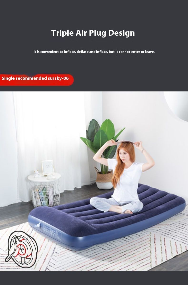 Outdoor Air Double Household Large Single Folding Mattress Inflatable Pad Simple Portable Bed_voghion.com
