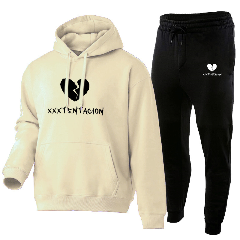 Xxxtentacion bedrucktes Hoodie-Set aus Herrenpullover, Hose und weicher Sportbekleidung_voghion.com