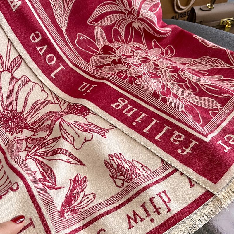 Women Scarf Women's Winter Print Versatile Fashion Student Scarf Thickened Double-sided Warm Large Shawl New Style_voghion.com