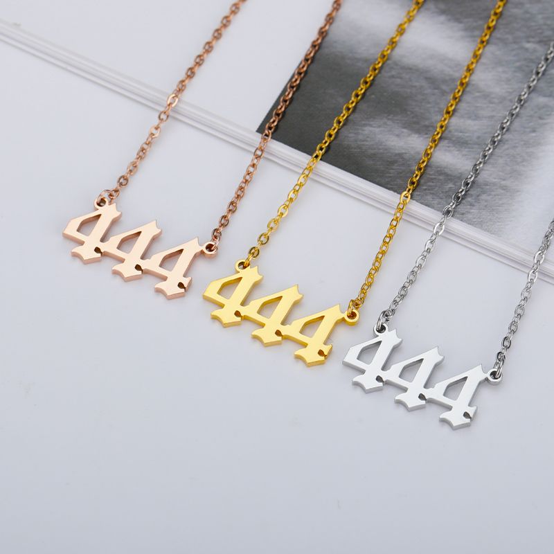 Collane con numeri angelici in acciaio inossidabile per donne e uomini, colore oro, 111, 222, 333, 444, 555, 666, 777, 888, 999, collana con ciondolo_voghion.com