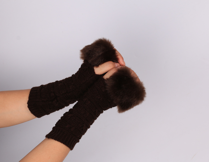 Men's Gloves Butterfly Pattern Plus Wool Gloves New Style Knitted Gloves Half Finger Computer Gloves Wool Mouth Warm_voghion.com