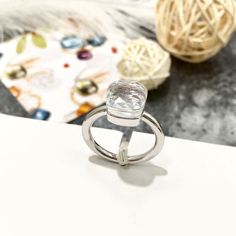 Anello geometrico sfaccettato in rame con testa di fungo in cristallo multicolore, per uomo e donna_voghion.com
