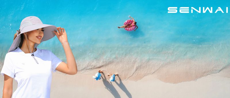Cappello da pescatore a tesa larga con protezione UV da donna, con foro per coda di cavallo, per spiaggia, escursionismo e campeggio_voghion.com