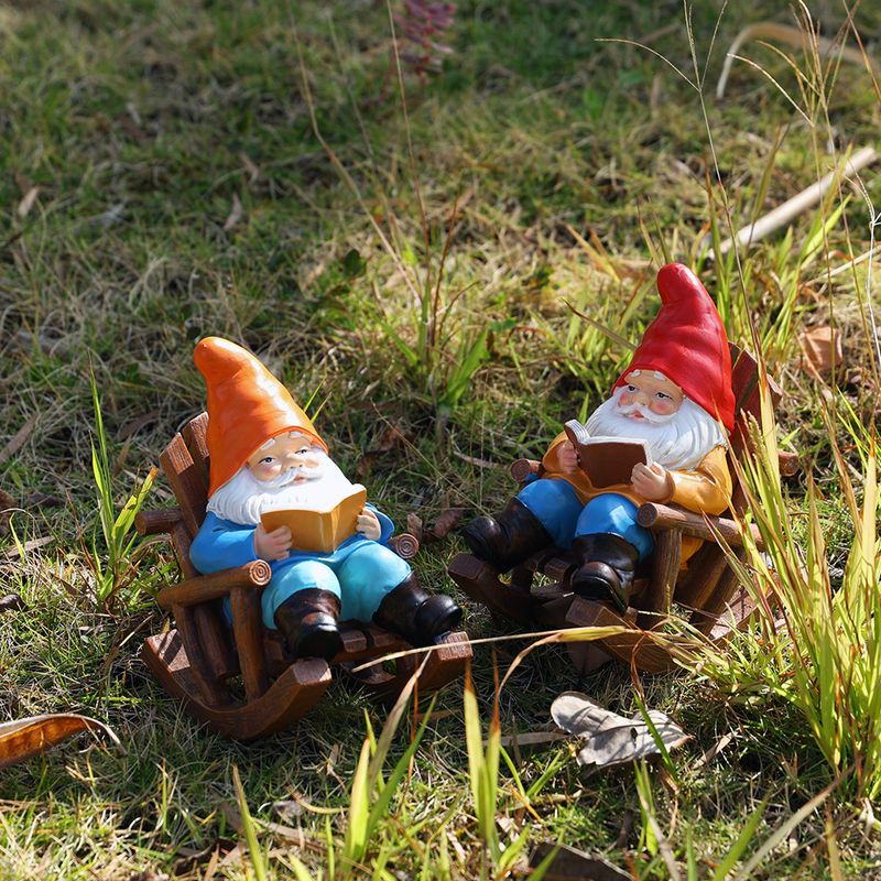 New Recliner Reading Floor Figurine Home Decor Gnome Dwarf Garden Statue Decoration Resin Craft_voghion.com