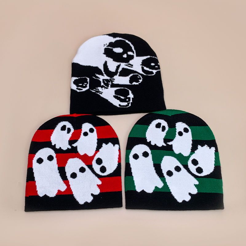 New Hip Hop Halloween Men's and Women's Jacquard Woolen Knitted Autumn/Winter Hat Trendy Alphabet Warmth_voghion.com