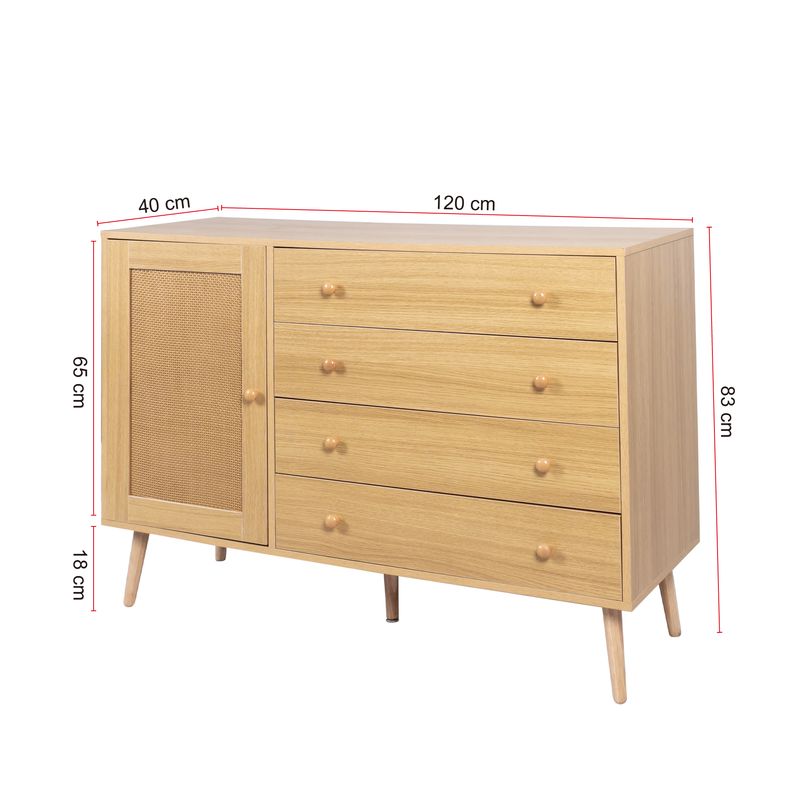 Holzseitenschrank 120 cm con 4 lame e 1 lama_voghion.com