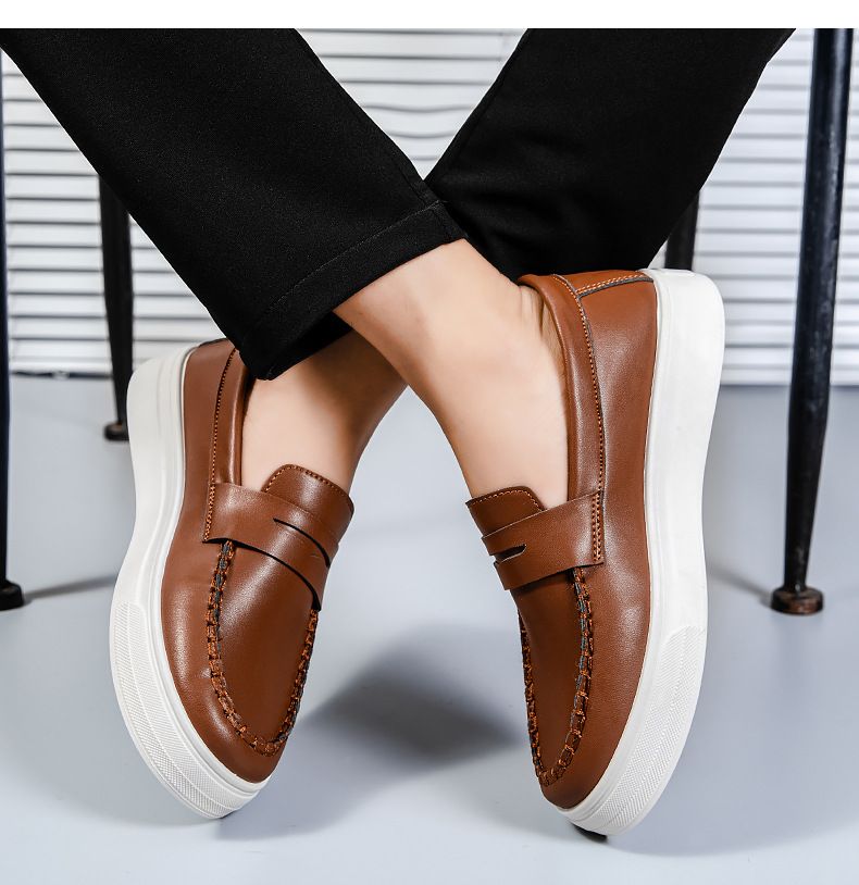 Bean shoes Men's shoes Loafers Fashion casual leather shoes Youth fashion shoes_voghion.com