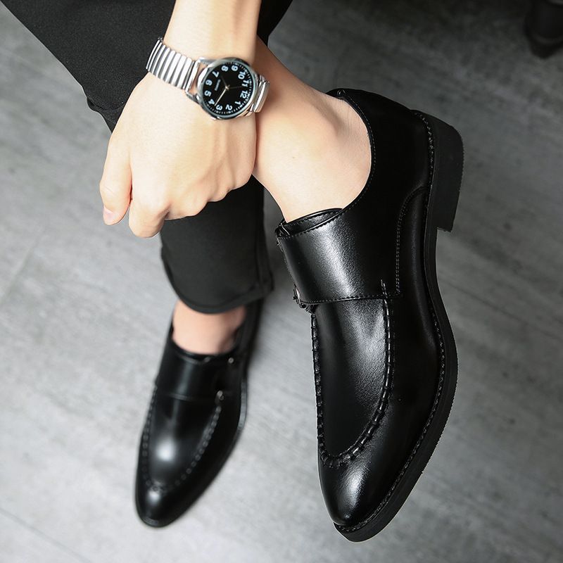 Plus Size Spring New British Style Business Formal Pointed Toe Leather Men's Trendy Slip-On Casual Shoes_voghion.com