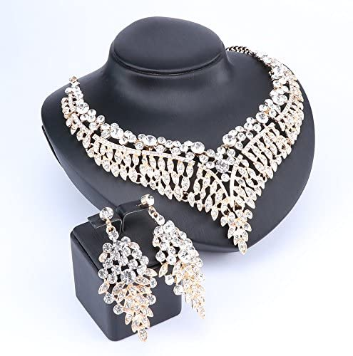 Set di gioielli da donna con strass da sposa in cristallo con strass_voghion.com