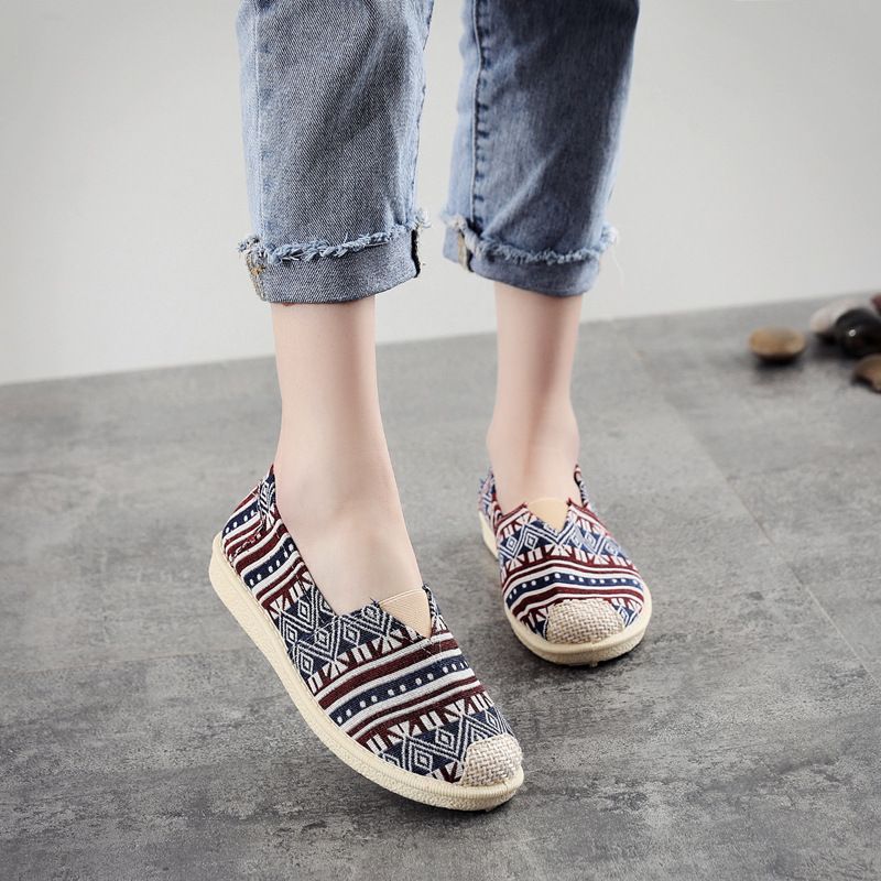 Scarpe da pescatore piatte in tela casual da donna, da primavera e autunno, per studentesse, vecchie scarpe in stoffa di Pechino_voghion.com