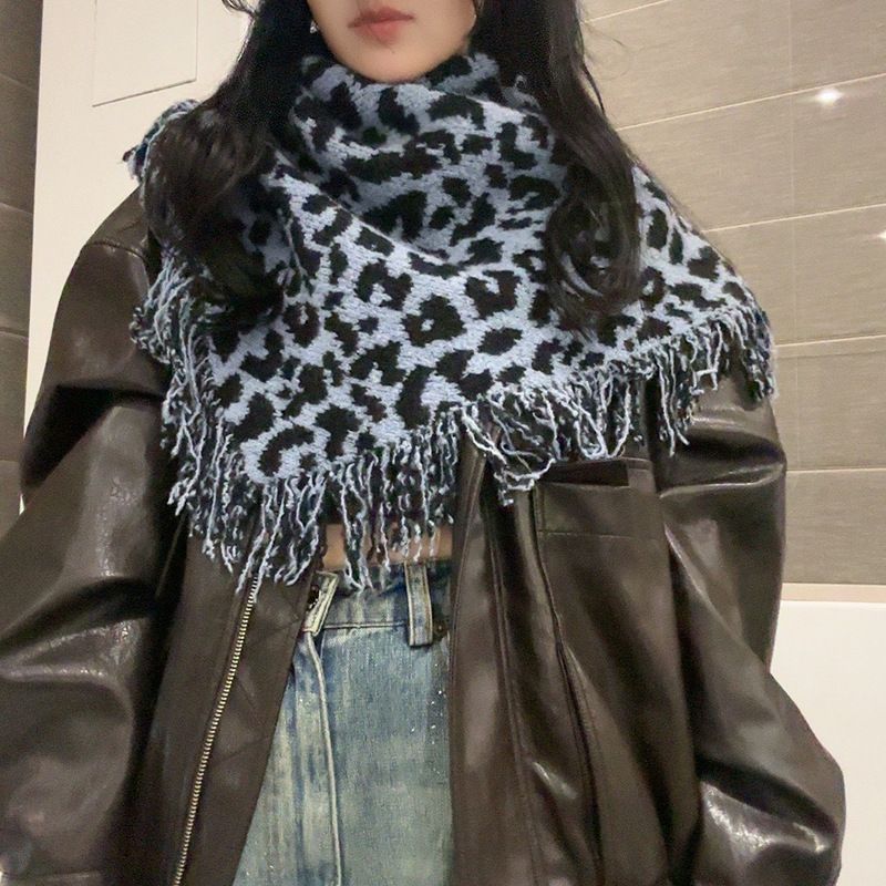 Leopard-Print Fringe Women's Scarf, 2025 Fall/Winter New Wool Shawl_voghion.com