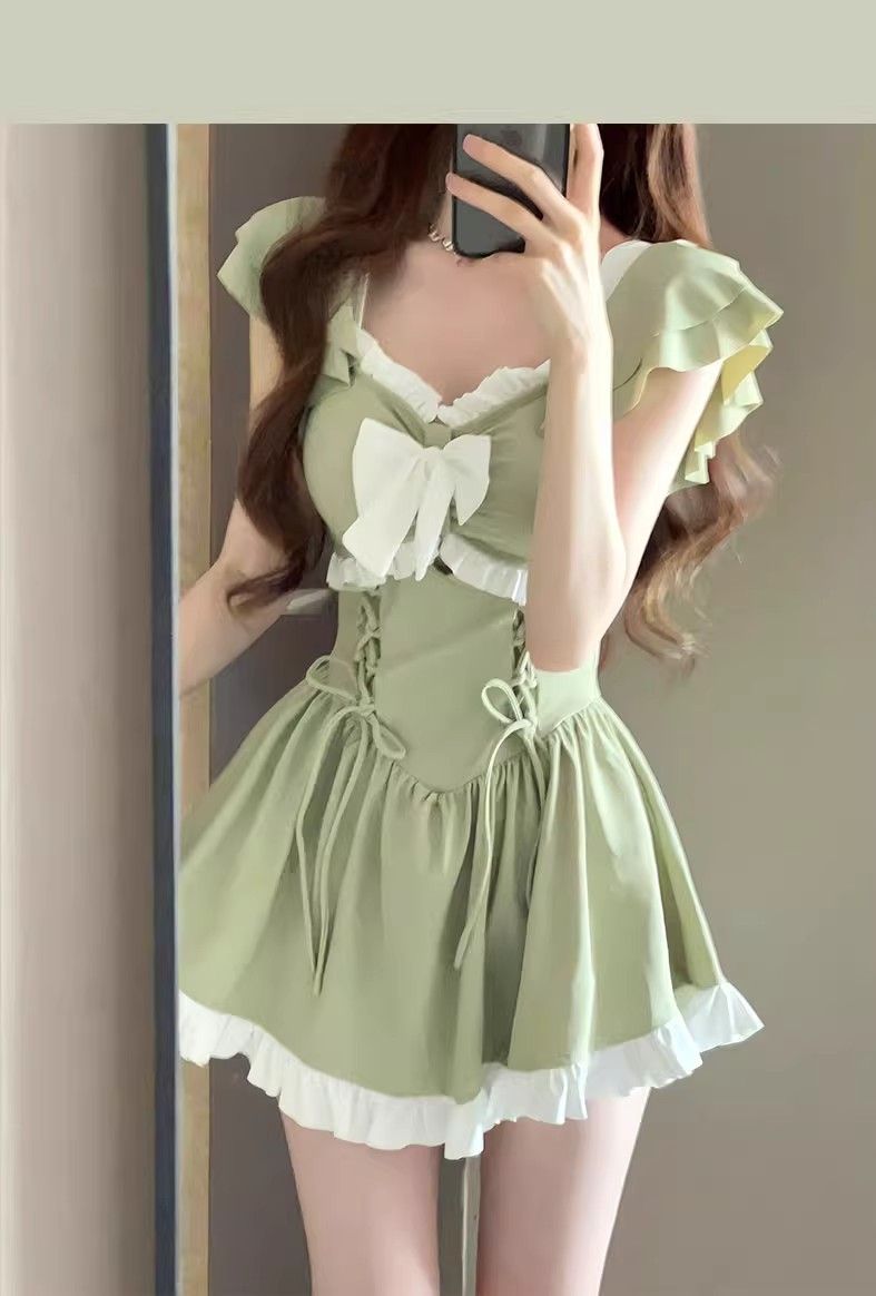 Maillot de bain une pièce pour femme, sensation haut de gamme, nouveau style de robe de princesse mignonne et douce pour l'été, conservateur, flatteur,_voghion.com