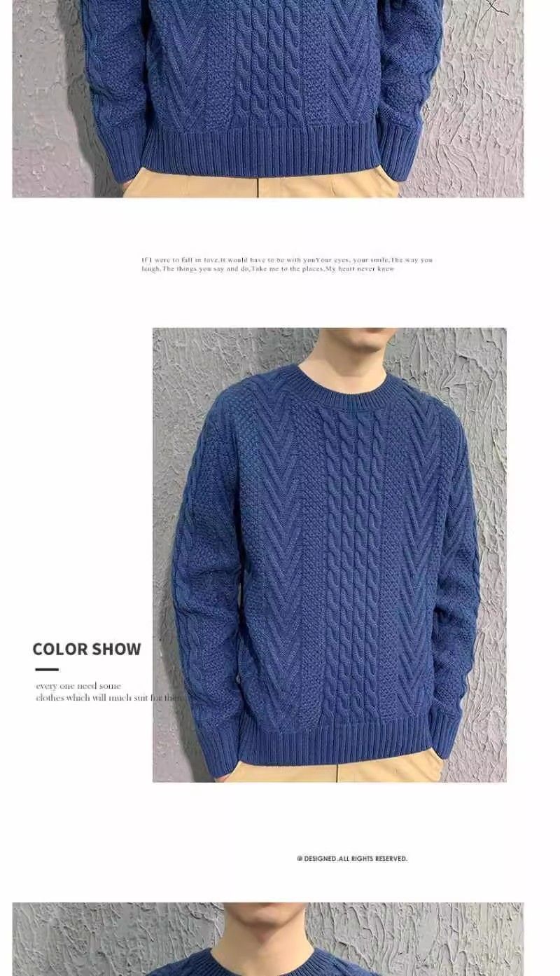 Men's Chunky Knit Cable Sweater - Oversized Winter Pullover With Soft Polyester Blend, Loose Fit Style_voghion.com
