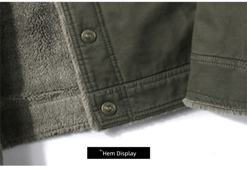 Military Workwear Jacket For Men, Autumn And Winter, Loose Fit, Plus Size, Trendy Turn-Down Collar, Thickened Lamb Wool_voghion.com