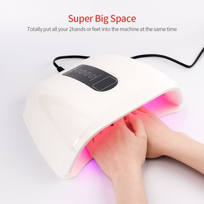 96W 48LED Lights Nail Dryer Red Light Fast Drying LED Nail Lamp Tow Hand Big Lamp Gel Polish Dryer Timer Smart Nail Art Tools_voghion.com
