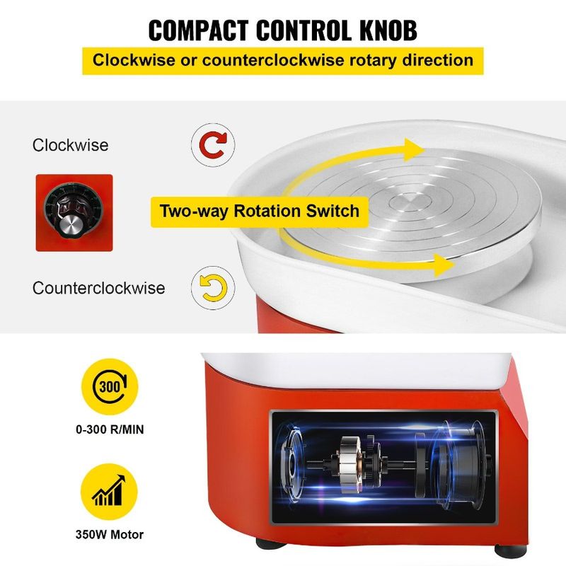 Ceramic With Wheel For Pottery Electric Clay Wheel 350W Forming Machine DIY Work 25cm Tool Clay Tray Ceramics Pottery Pottery_voghion.com