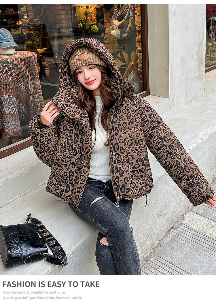 Women Parkas Coats Jackets Zipper Leopard Print Hooded Coat Stand Collar Y2k Streetwear Jacket Work Outerwear Autumn Winter_voghion.com