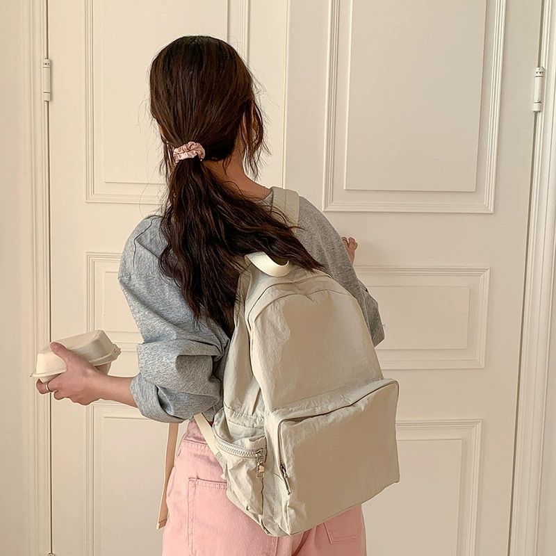 Korean Design Style Lightweight, Nylon Backpack For Women, Designed Specifically For Solo Travel Double Shoulder Straps Casual Style_voghion.com