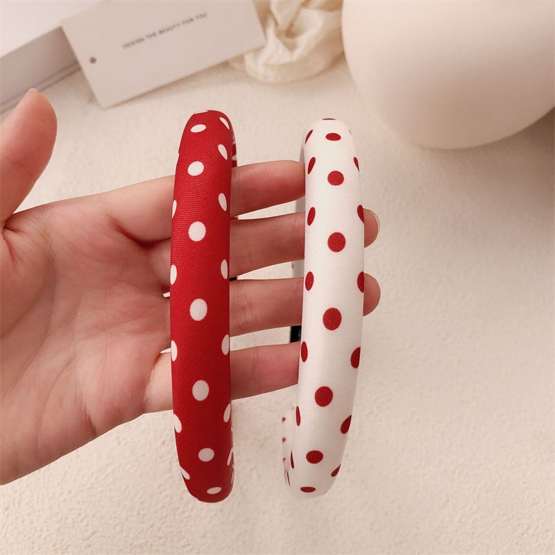 Franse Lazy Satin Red Polka Dot Dames 2025 Nieuwe High-end Sponge Hoofddoek Honderden Out Of The Street Haarbanden_voghion.com