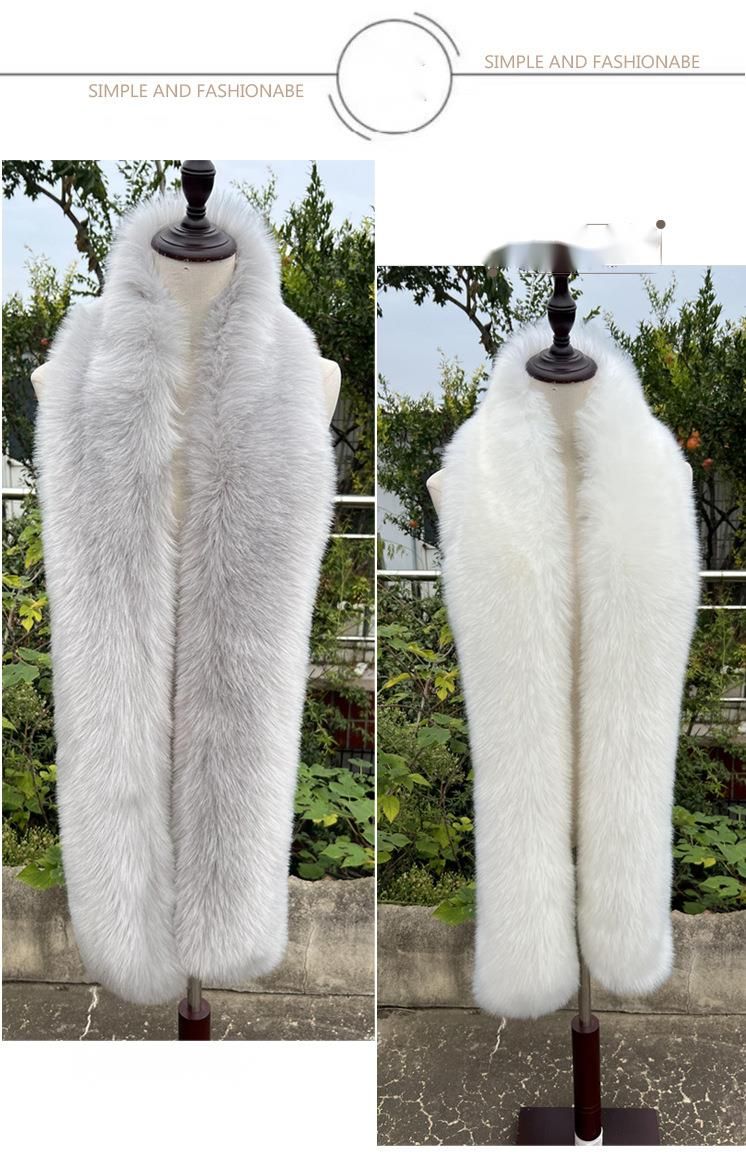 Vielseitiger langer Schal mit Fuchs-Waschbär-Motiv, warmer Pelz-Nackenwärmer für Damen im Winter_voghion.com