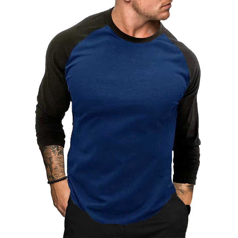 Langärmliges T-Shirt mit Rundhalsausschnitt für Herren, locker, atmungsaktiv, große Größe, lässiges Oberteil mit Raglanärmeln_voghion.com