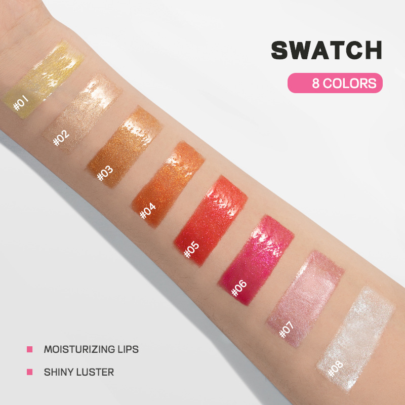 Pudaier Spigel Flësseg Faarf Glanz Hunneg Perl Liicht Fein Sprudelnd Glasur Feuchtigkeitsspendend Lippenstiftfaarf Make-up_voghion.com