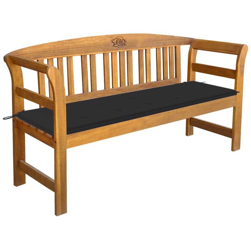 Patio Bench with Cushion 61.8" Solid Acacia Wood_voghion.com