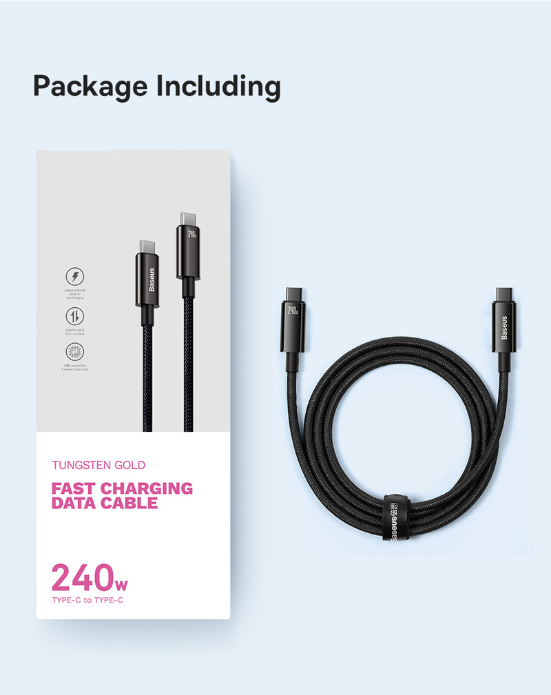 Baseus 240W USB Type C Cable For Realme Samsung S23 Huawei PD3.1 Supercharge 5A Fast Charger Type C To Type Cable For Macbook PC_voghion.com