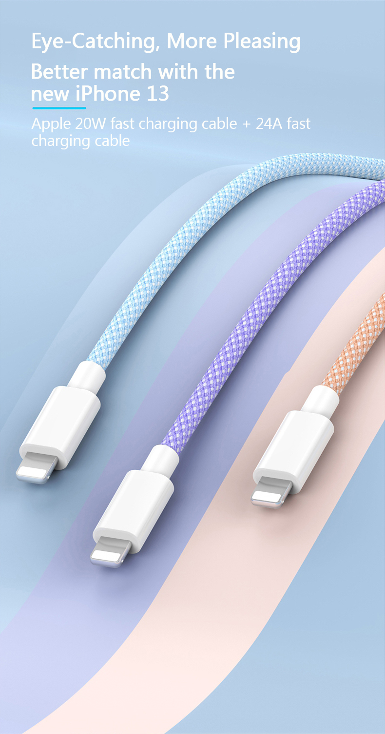 PD 20W USB cable for iPhone Type C to 8-pin charger Quick charging cable for iPhone 13 Pro Max USB C data cabl_voghion.com