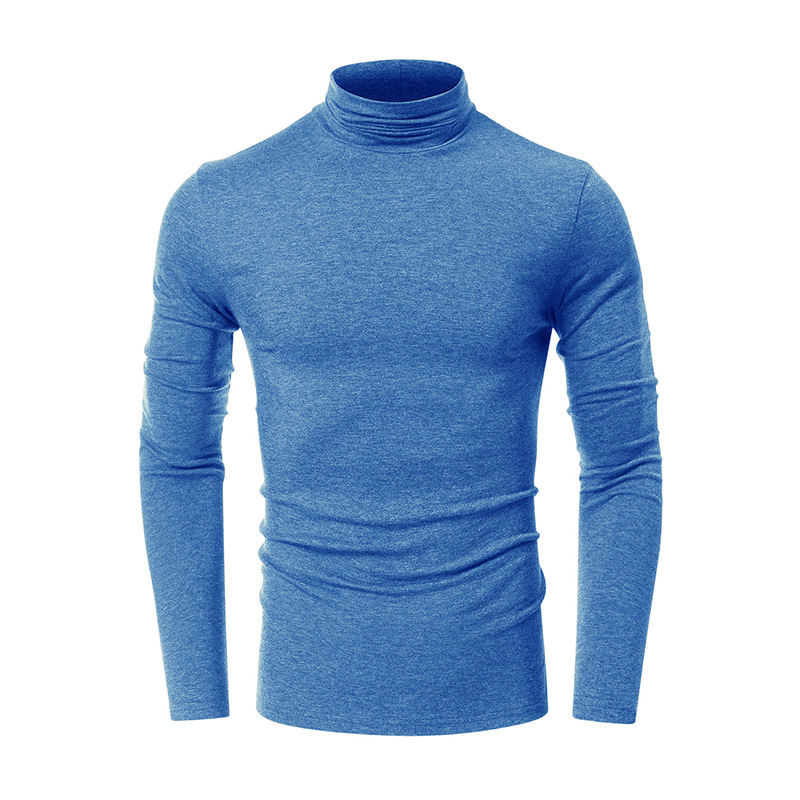 Herren-T-Shirt mit hohem Halsausschnitt und schmaler Passform, langärmliges Thermo-Basishemd aus weichem, gebürstetem Polyester, einfarbig, lässiges Oberteil für alle Jahreszeiten_voghion.com