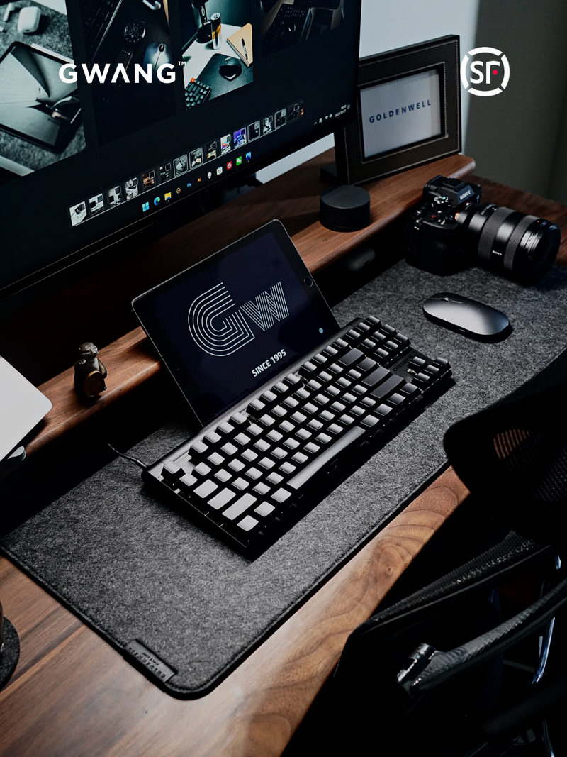 Gwang Felt Cork Black Gray Extra Large Mouse Pad_voghion.com